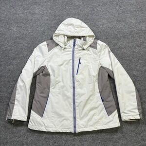 ZeroXposur Womens Ski Jacket Size Large White Hooded Insulated Full Zip